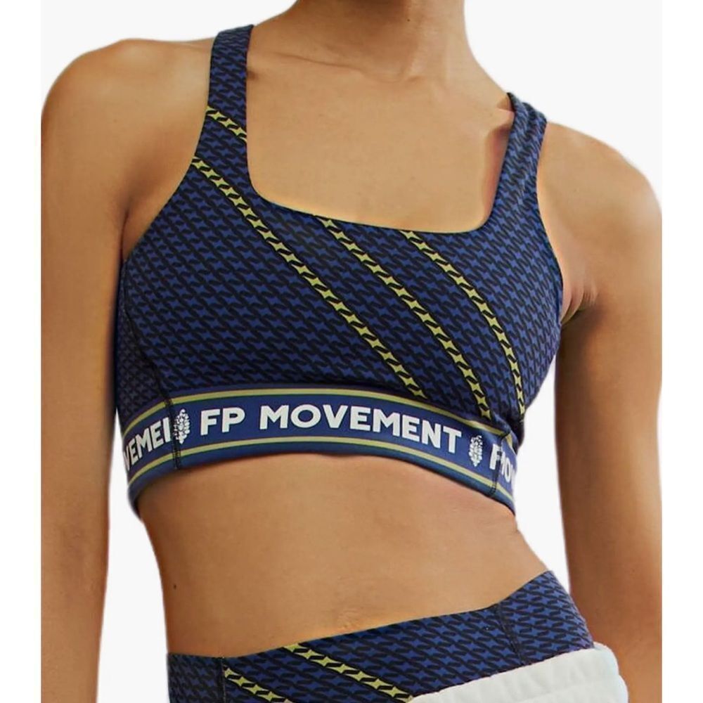 Free People FP Movement Blue and Yellow Patterned sports bra #3
